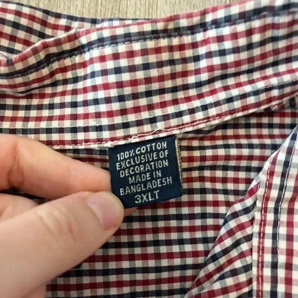 Mens Izod Red/Blue Checkered Button Up Shirt - 3XLT - Picture 7 of 7